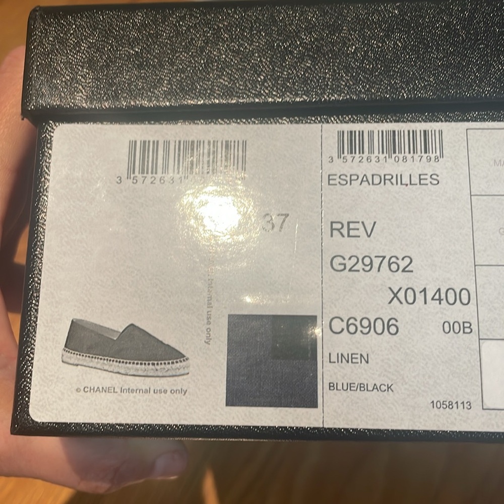 Chanel Blue and Black Linen Espadrilles 37 - Picture 9 of 9